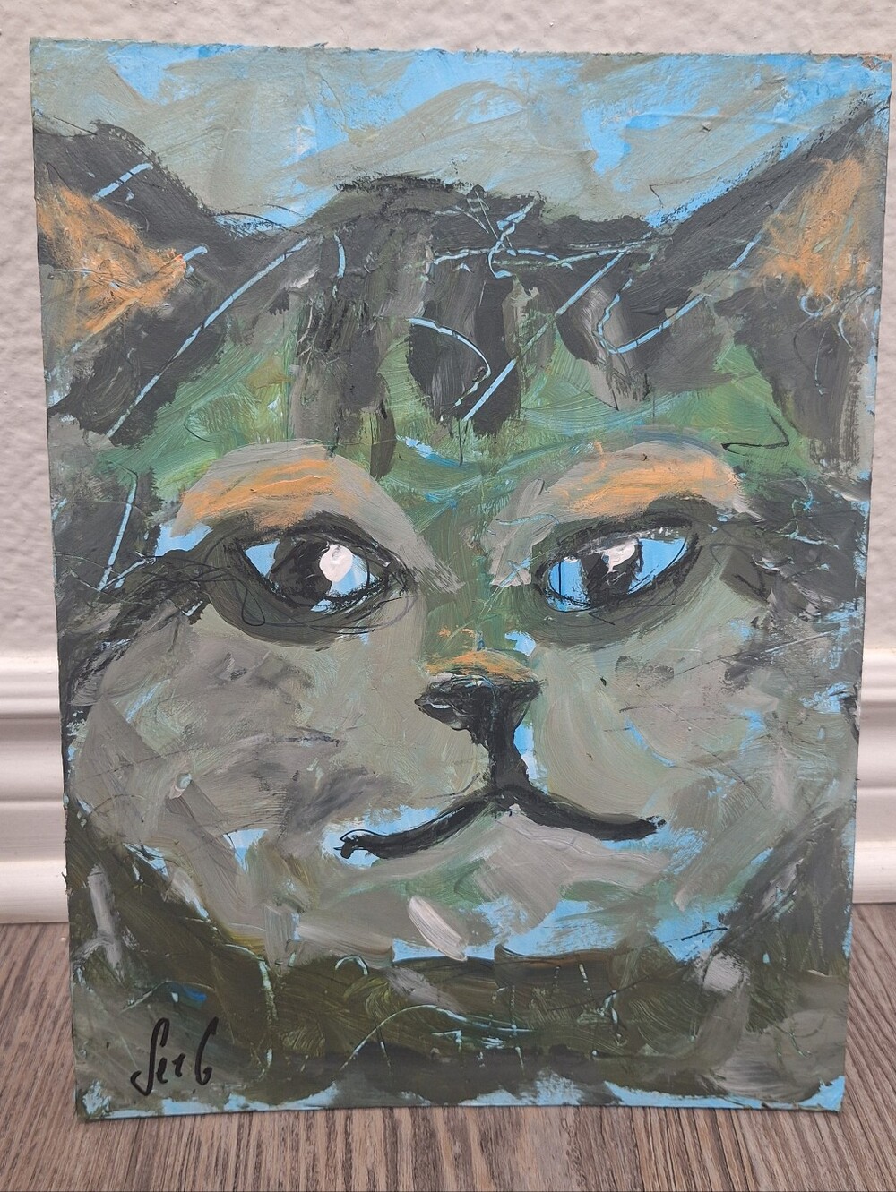 Hungry Cat Original Painting 9x12 On Gallery Card Board